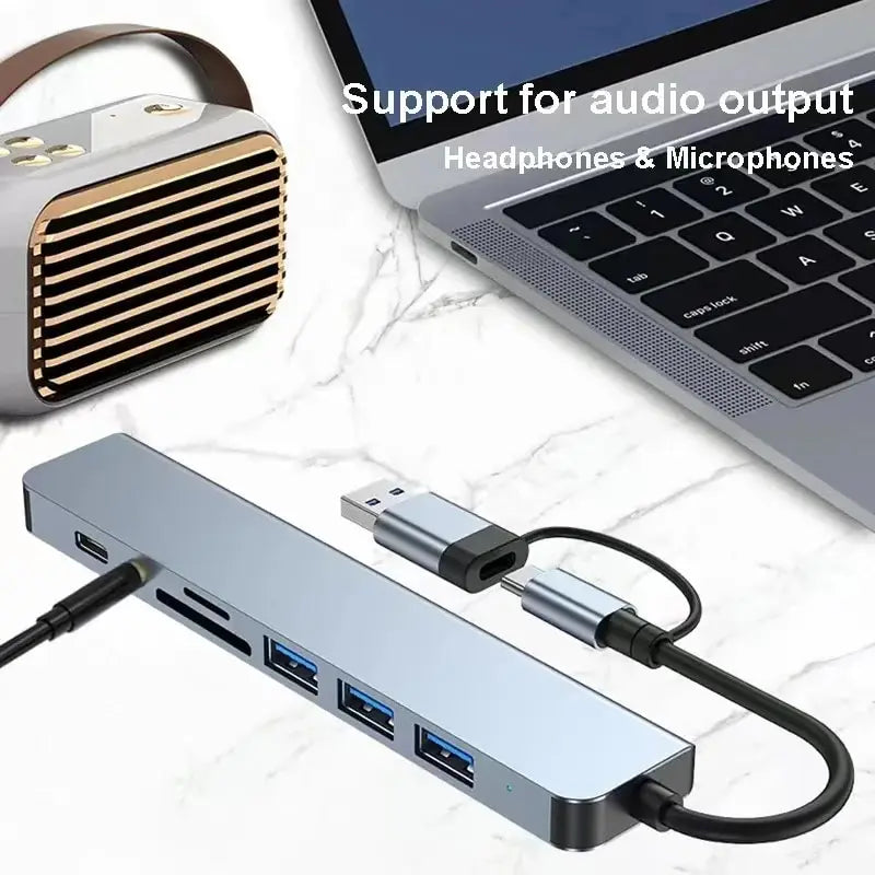 8-in-2 USB Hub with Card Reader