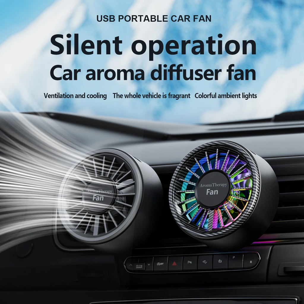 Car Air Conditioner Air Outlet Aromatherapy Fan Carbon Fiber Color Fan Car Aromatherapy Air Freshener Is Suitable for 100% Cars
