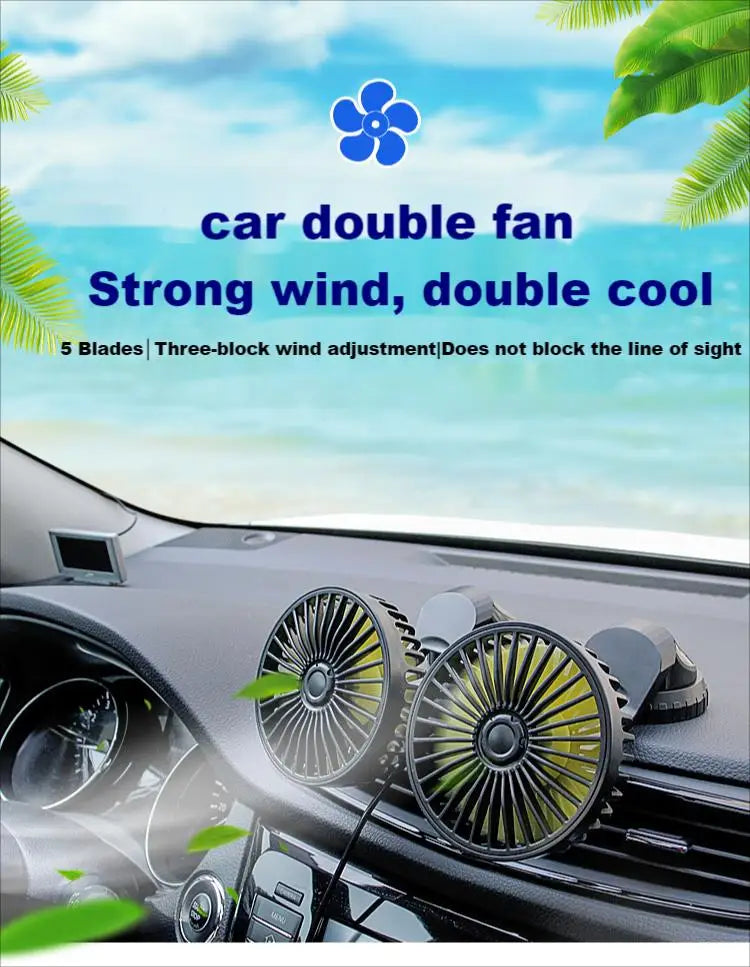 EAFC Mini Car Fan 360 Degree Rotating Cooling Wind Low Noise Summer Car Air Conditioning Cold Fan Ventilation Car Home 5V USB