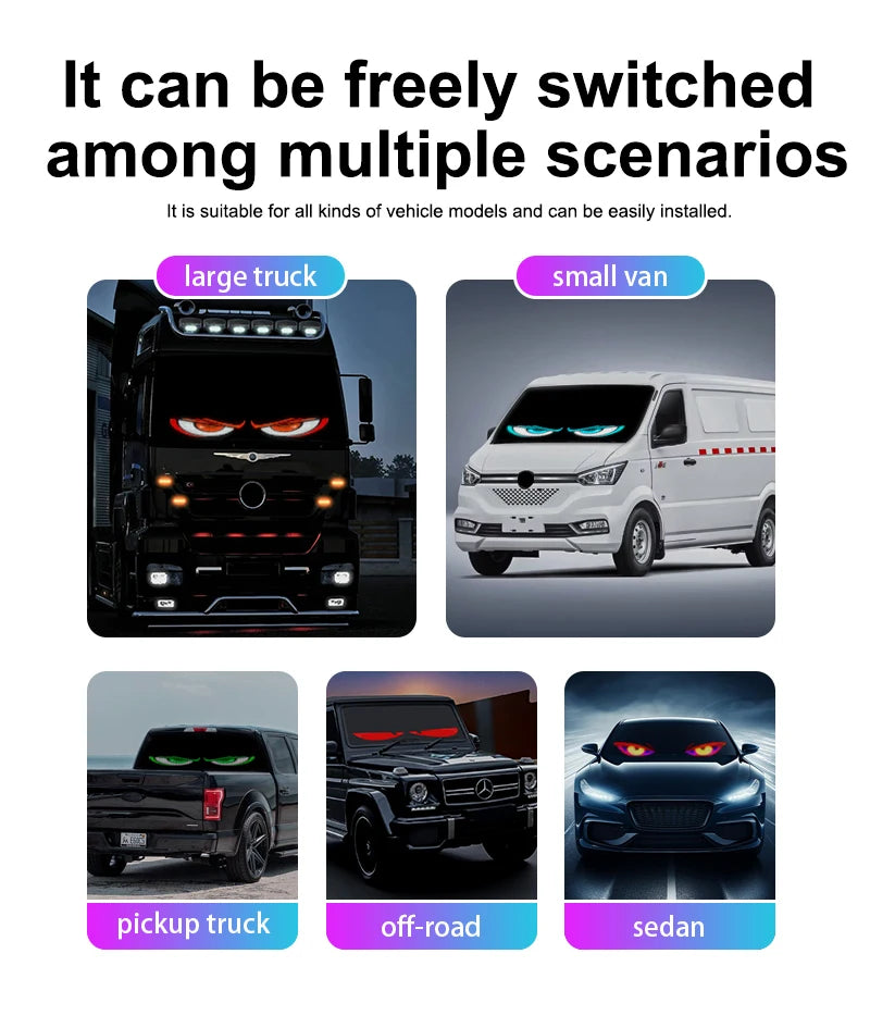 LED Car windshield Truck Eye RGB LED Matrix Pixel Panel Car Graffiti Scrolling Text Animation Light truck lights Bluetooth APP