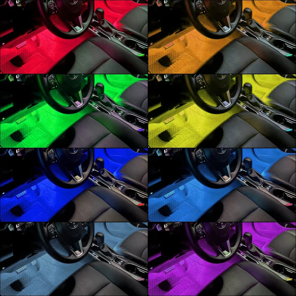 Car RGB Foot Light Strip – USB & Cigarette Lighter