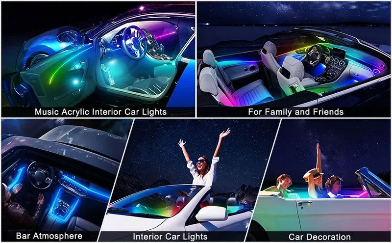 Premium Car Interior Ambient Light Kit – 64 Color App Control