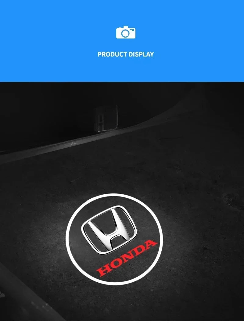 1/2pcs HD Wireless Car Door Welcome Lights Auto Projector Lamp Accessories for Honda Civic Fit Jazz Accord HRV CRV City Stickers