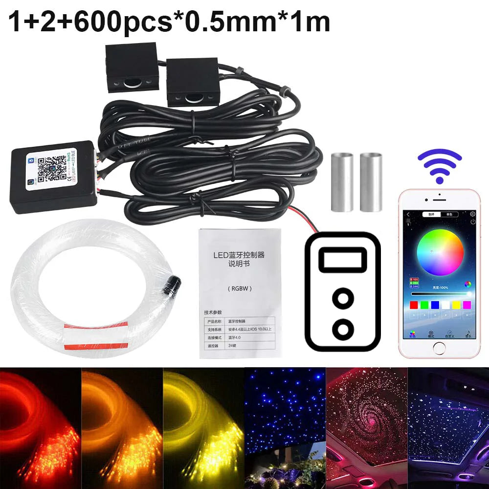 RGBW 1/2/4/6/8 split machine 2400x household car roof starry sky light kit roof fiber optic ceiling