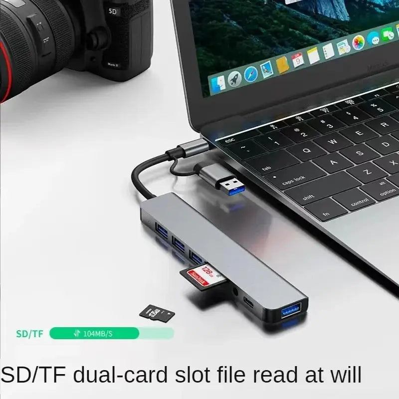 8-in-2 USB Hub with Card Reader