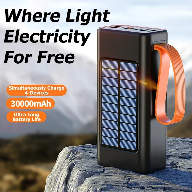 Lenovo Solar Power Bank 200000mAh – Built-in Cables