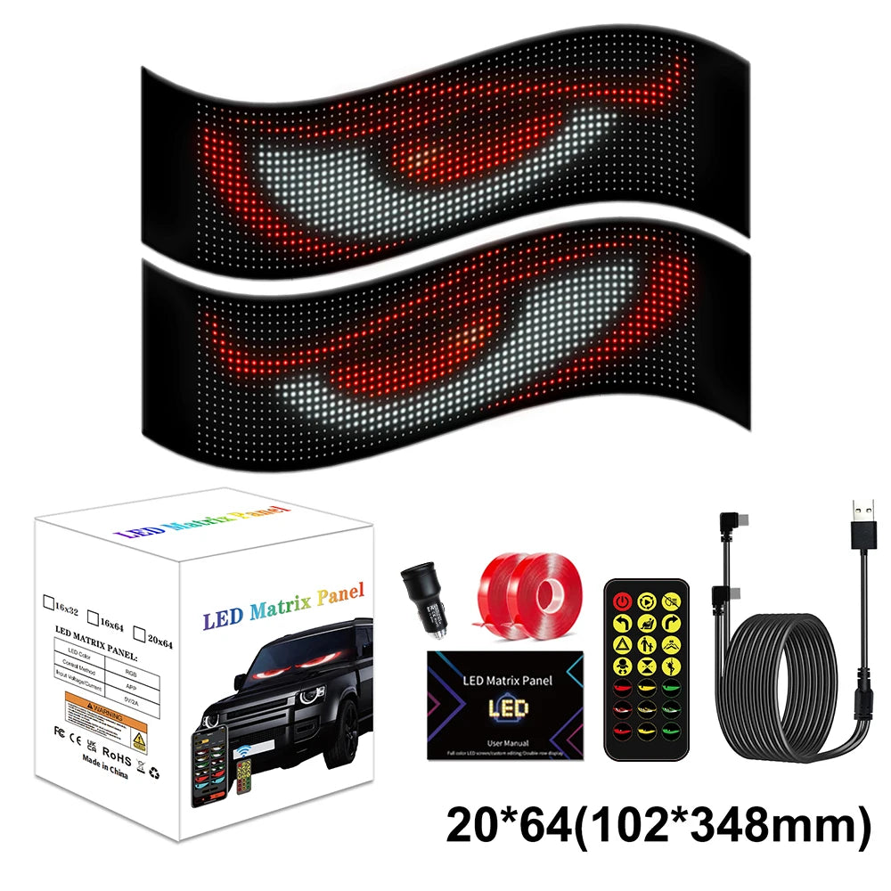 LED Car windshield Truck Eye RGB LED Matrix Pixel Panel Car Graffiti Scrolling Text Animation Light truck lights Bluetooth APP