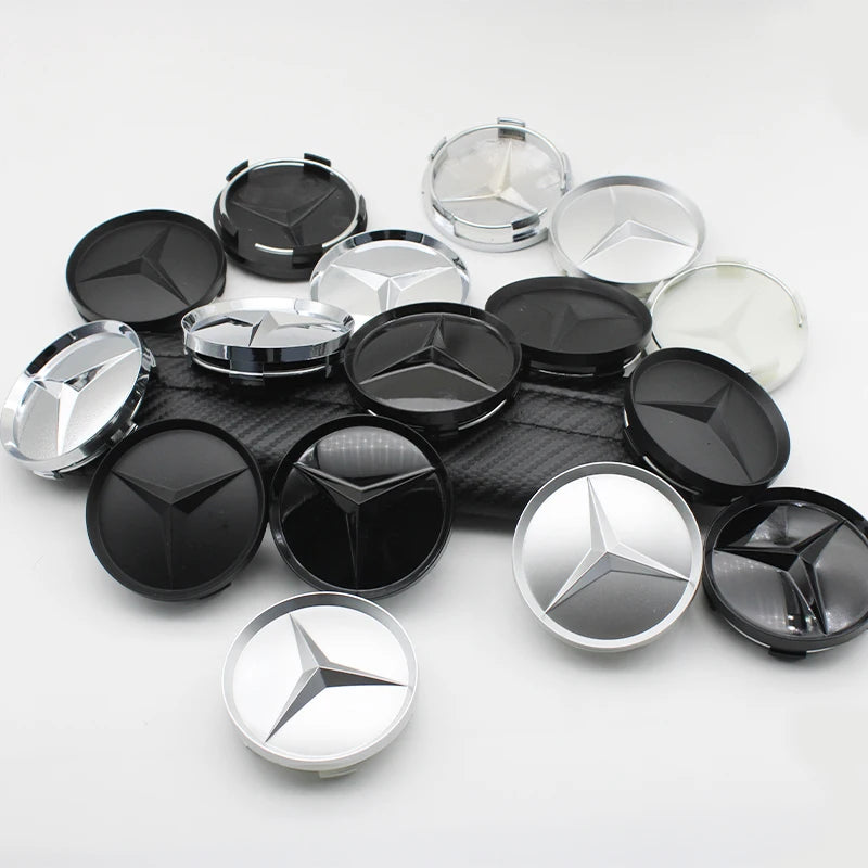 4Pcs 60mm 75mm Car Wheel Center Hub For Mercedes Benz AMG class W205 W203 GLC GLK W206 W220 W211 A180 Cap Rim Cover Accessories