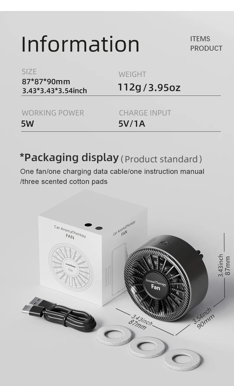 New Magnetic Car Fan USB Cool Colorful Lighting High end Carbon Fiber Free Directional Air Supply Fast Cooling Enjoy Coolness