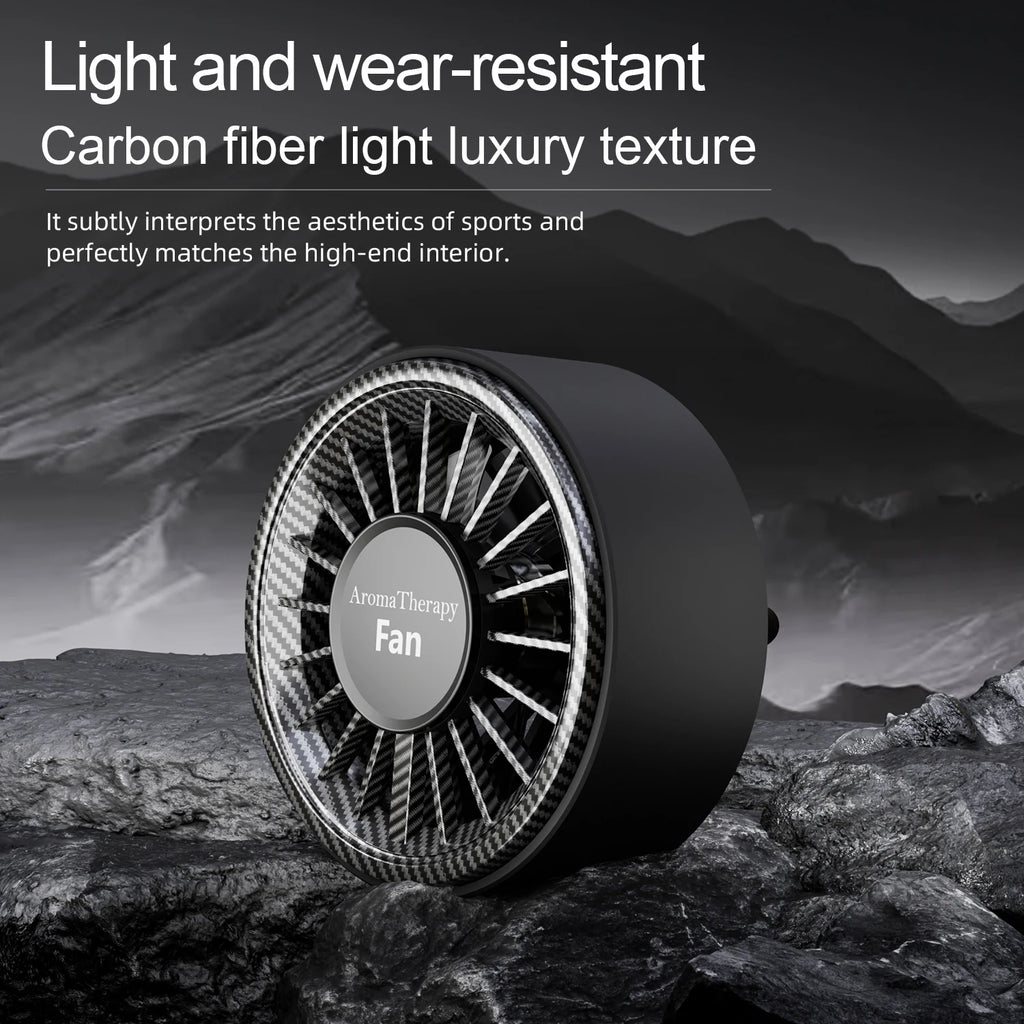 Car Air Conditioner Air Outlet Aromatherapy Fan Carbon Fiber Color Fan Car Aromatherapy Air Freshener Is Suitable for 100% Cars