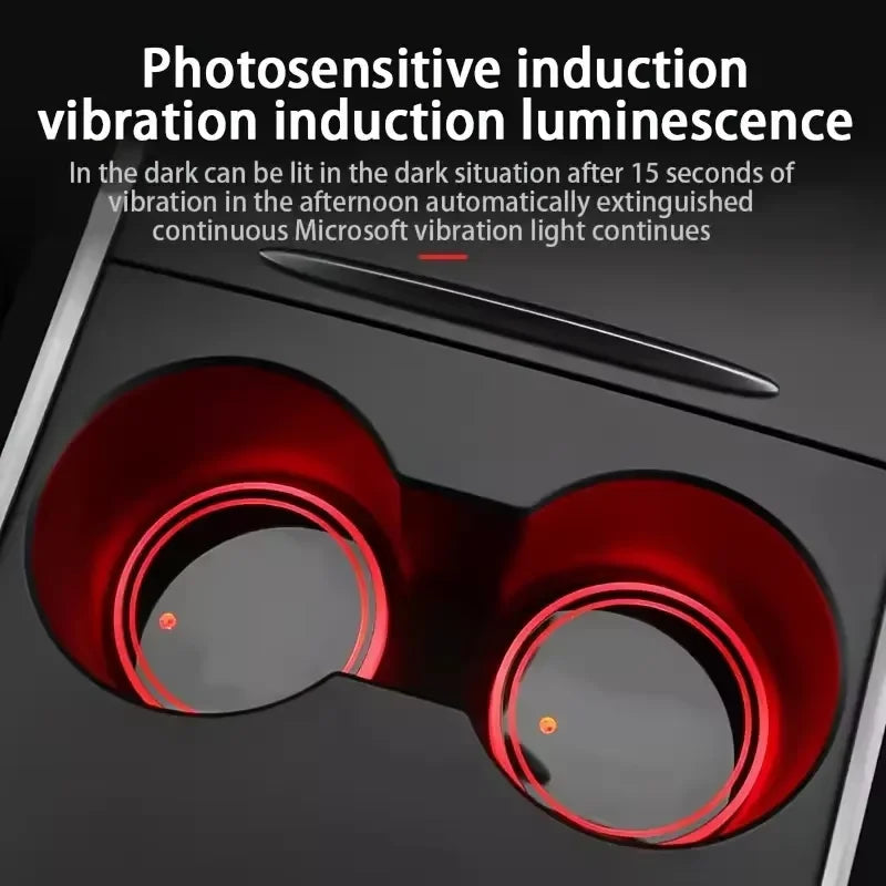 7 Color Changing LED Light Car Cup Holder Lights Decorative Ambient Lighting Glowing Coaster Pads USB Charging Anti Slip Coaster