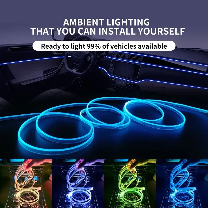 Car Interior EL Neon Wire Strip Light – 3M DIY Ambient