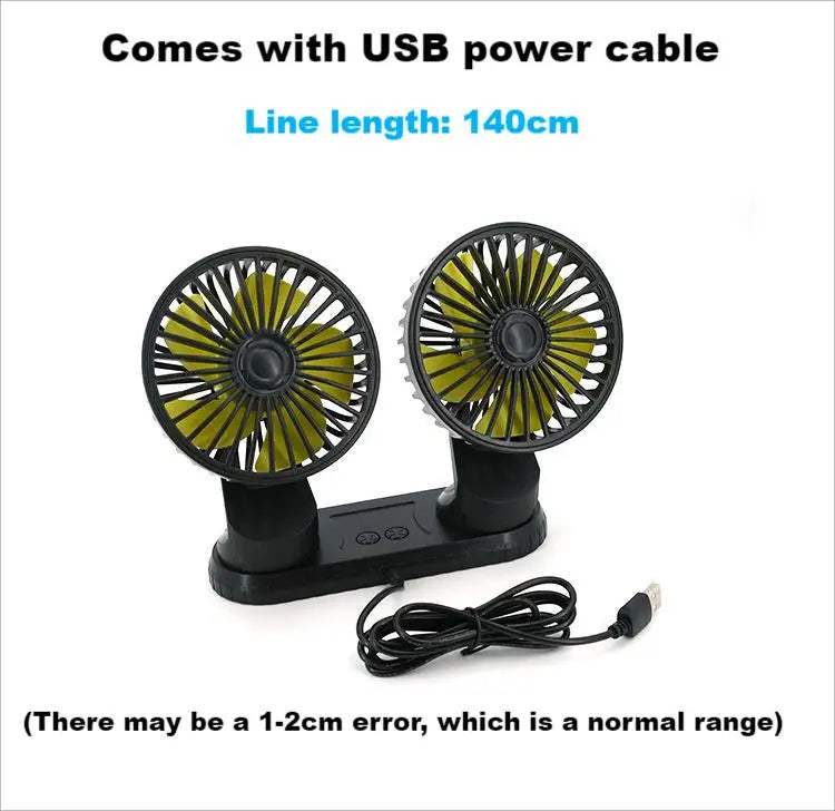 EAFC Mini Car Fan 360 Degree Rotating Cooling Wind Low Noise Summer Car Air Conditioning Cold Fan Ventilation Car Home 5V USB