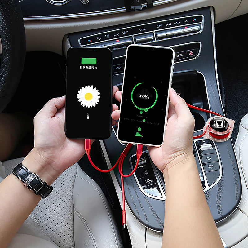 3 In 1 Micro USB Type C Charging Cable Multi Charger For Honda Civic Fit Jazz Accord Pilot CRV Odyssey Passport City Shuttle HRV