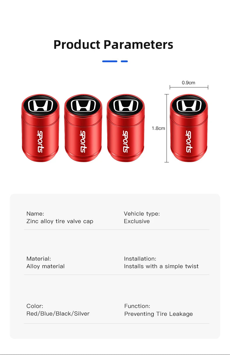 4Pcs Car Emblem Wheel Tire Valve Caps Covers Car Accessories For Honda Jazz CRV Civic Accord FIT Stepwgn Insight CRZ 5th Odyssey