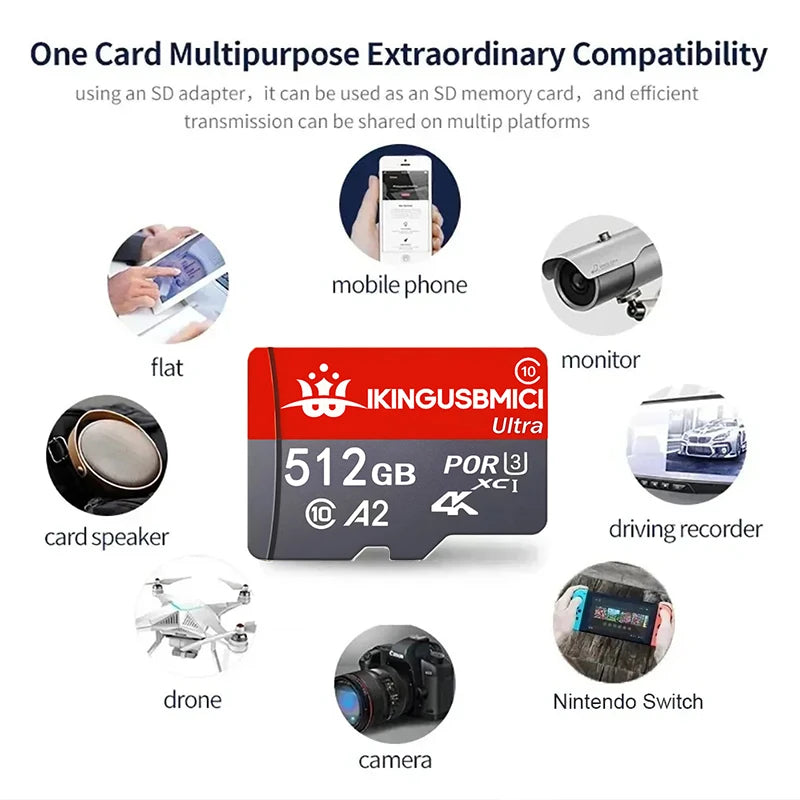 Memory Card TF Cards SD Cards Micro TF Card 128GB 256GB 512GB V30 Original Ultra HD High Speed High Speed High Speed for Gaming