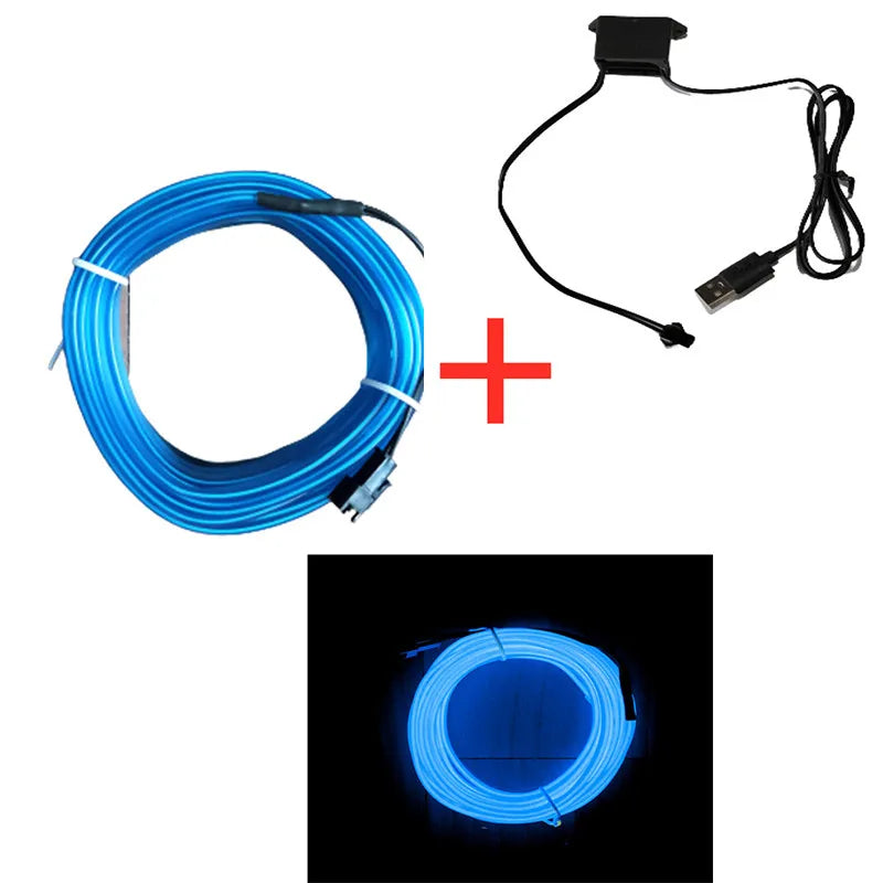 Car Interior Decorative Lamps Strips Atmosphere Lamp Cold Light  Decorative Dashboard Console Auto LED Ambient Lights 1/2/3/4/5M