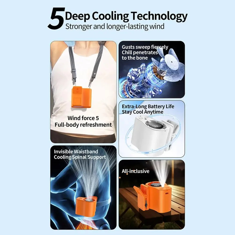 Car Clip Fan with LED Display 360° Rotation 199 Speeds&Semi-Cooling Technology Portable Personal Fan for Work Car Camping Beach