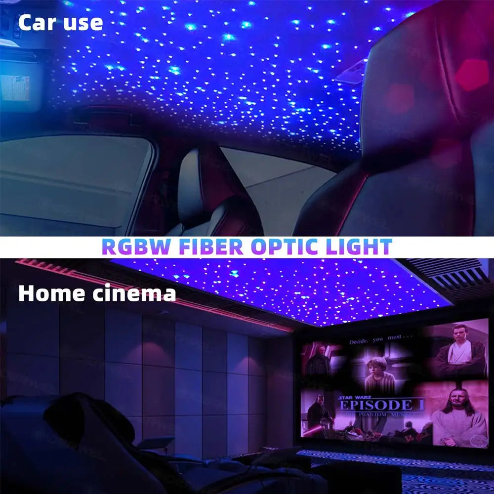 RGBW 1/2/4/6/8 split machine 2400x household car roof starry sky light kit roof fiber optic ceiling