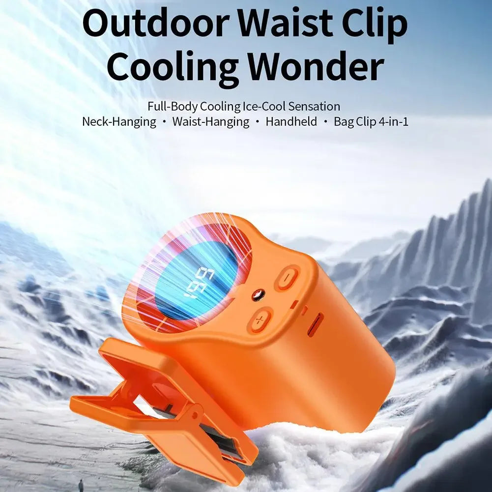 Car Clip Fan with LED Display 360° Rotation 199 Speeds&Semi-Cooling Technology Portable Personal Fan for Work Car Camping Beach