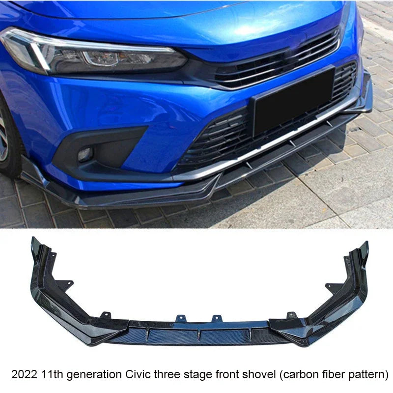 Car Modification Accessories 3pcs Front Shovel Diffuser Splitter Body Kit Spoiler Fit For 22 11th Generation Civic
