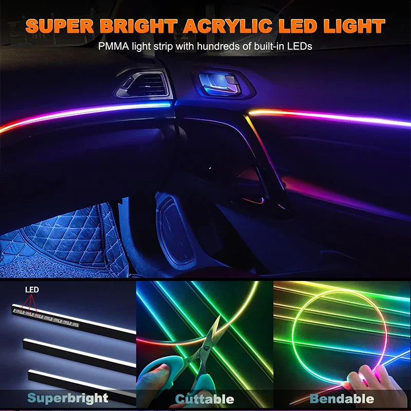 Premium Car Interior Ambient Light Kit – 64 Color App Control