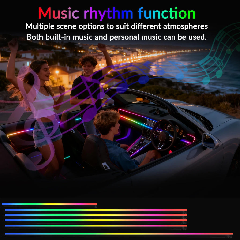 Symphony Ambient Lights Car RGB App Control LED Interior Hidden Acrylic Strip Light Full Color Streamer Auto Atmosphere Lamp Kit
