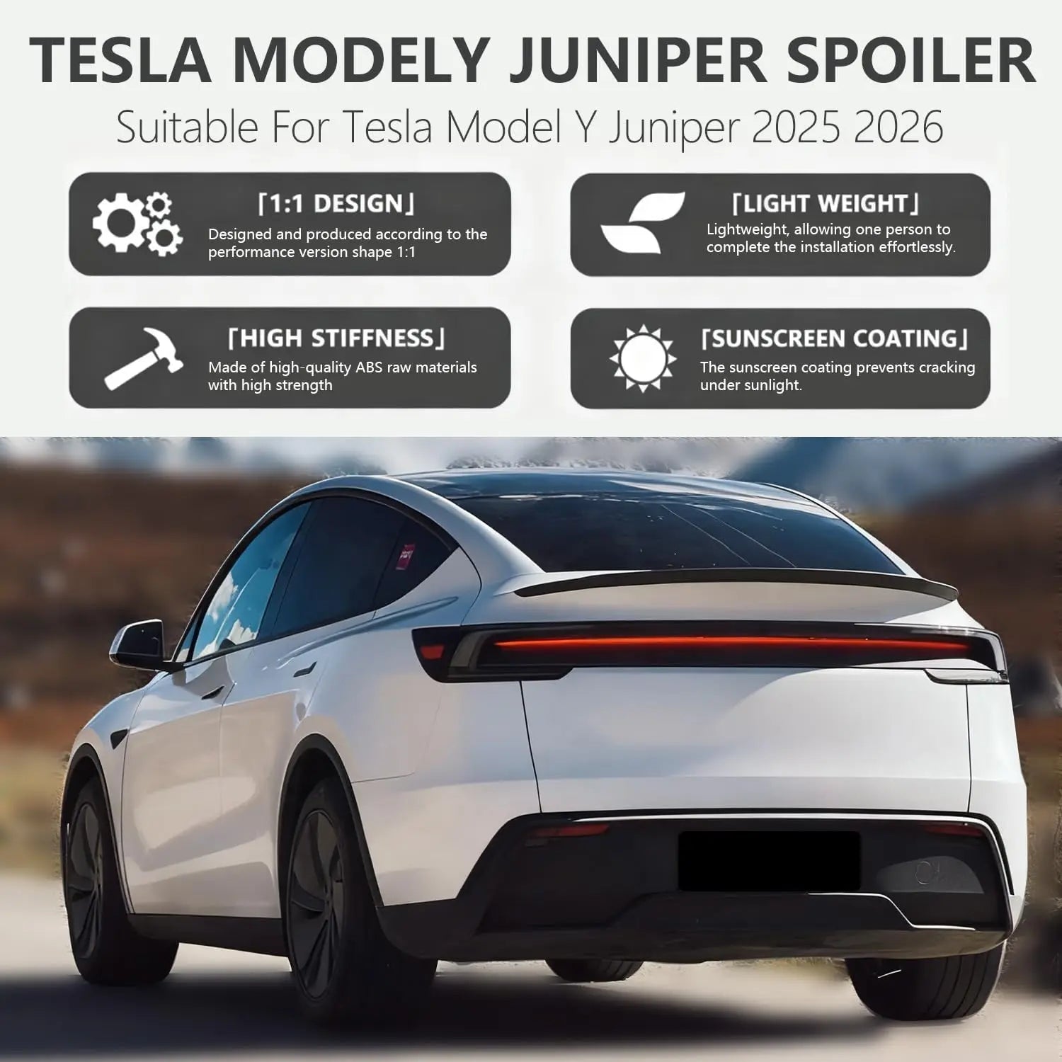ABS Spoiler For 2025 2026 Tesla Model Y Juniper Rear Spoiler Rear Trunk Spoiler Model Y Juniper Accessories Tunning Body Kits