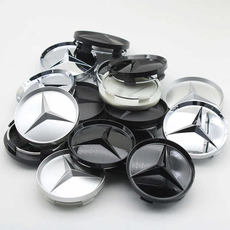 4Pcs 60mm 75mm Car Wheel Center Hub For Mercedes Benz AMG class W205 W203 GLC GLK W206 W220 W211 A180 Cap Rim Cover Accessories