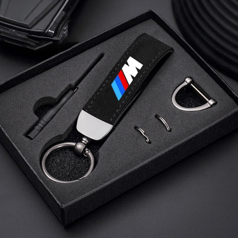 Suede Kaychain For BMW M Emblem E46 E36 E34 F10 E90 F30 E60 F30 E53 E30 E92 E87 Car Key Ring Holder Pendent High-end Gifts