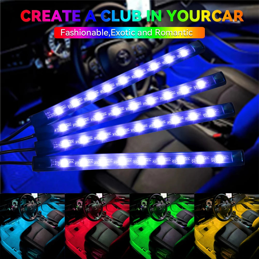 Car RGB Foot Light Strip – USB & Cigarette Lighter