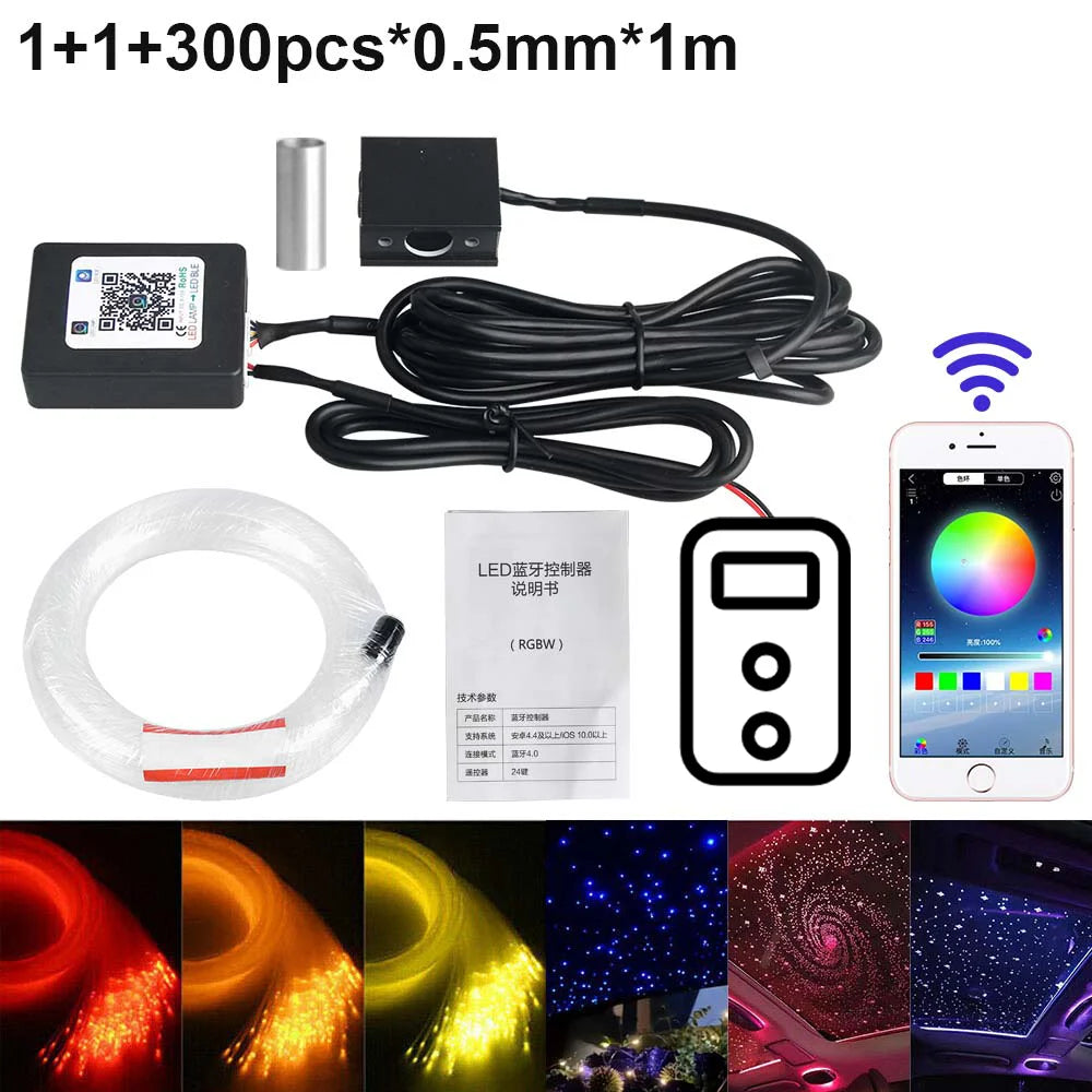 RGBW 1/2/4/6/8 split machine 2400x household car roof starry sky light kit roof fiber optic ceiling