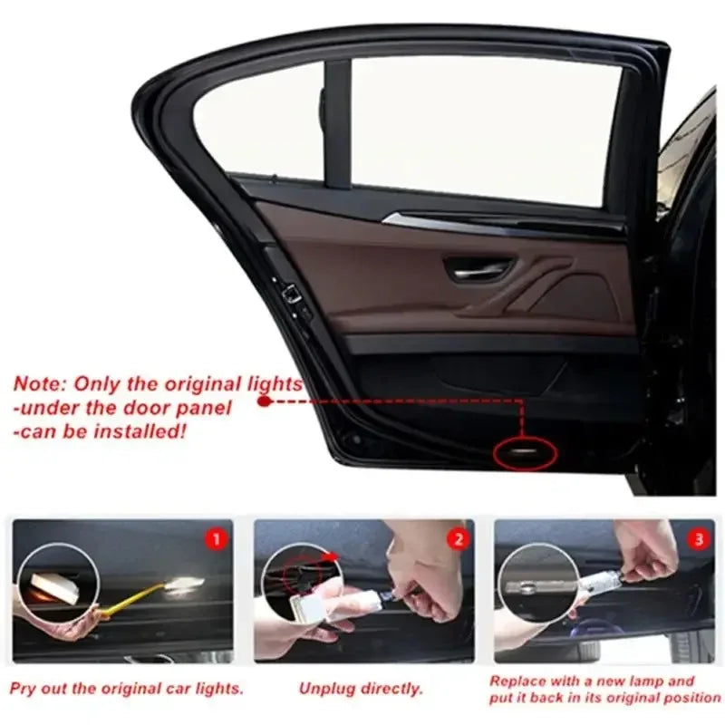 2/4Pcs for BMW X1-X6 series E81 E82 E87 E88 F20 F21 20-18 projector G11 G12 G30 G31 Car LED welcome light is suitable Accessory