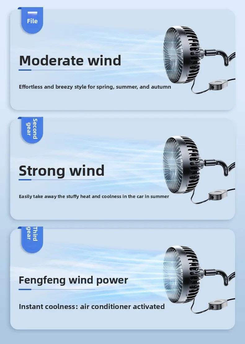 Car Fan 24v For Large Trucks, 12v Cooling Usb Fan For Car Cup Holder, Single-head Fan With Strong Airflow