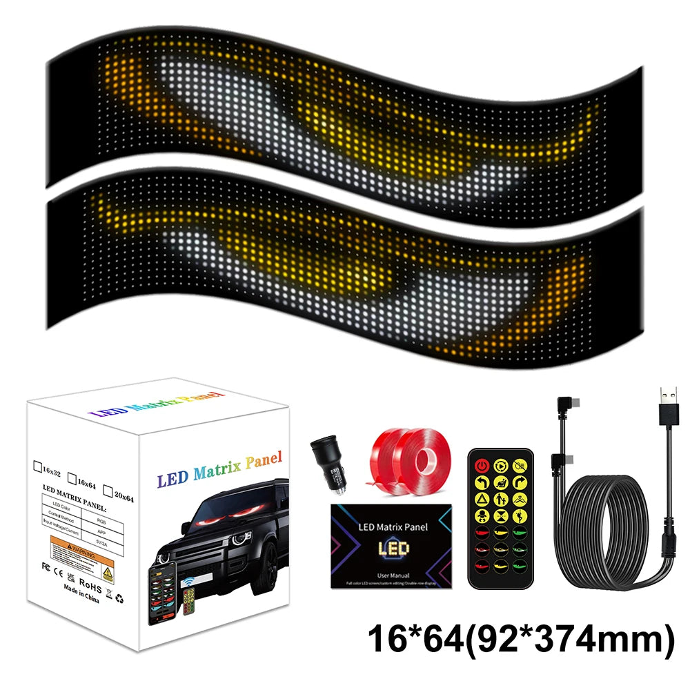 LED Car windshield Truck Eye RGB LED Matrix Pixel Panel Car Graffiti Scrolling Text Animation Light truck lights Bluetooth APP