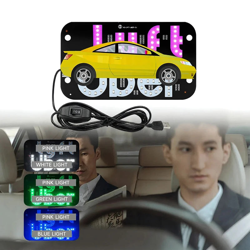 Led Light Sign For Car, Taxi Sign Light Windshield, Led Decal With Suction Cups, Usb Plug For Vehicle,driver Accessories