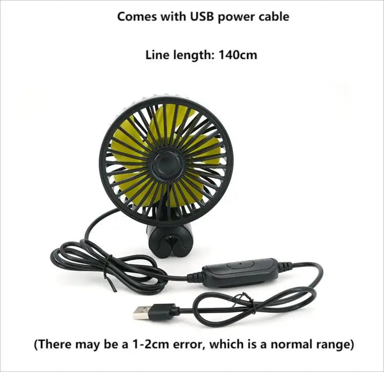 EAFC Mini Car Fan 360 Degree Rotating Cooling Wind Low Noise Summer Car Air Conditioning Cold Fan Ventilation Car Home 5V USB