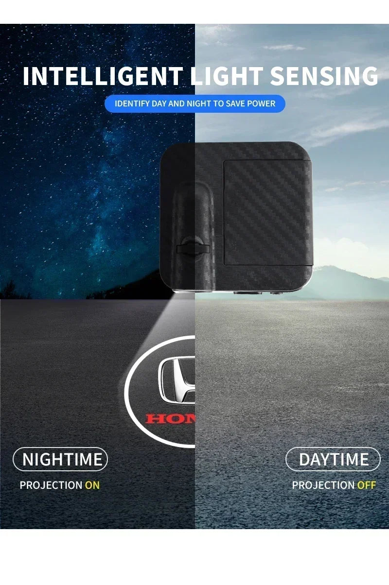 1/2pcs HD Wireless Car Door Welcome Lights Auto Projector Lamp Accessories for Honda Civic Fit Jazz Accord HRV CRV City Stickers