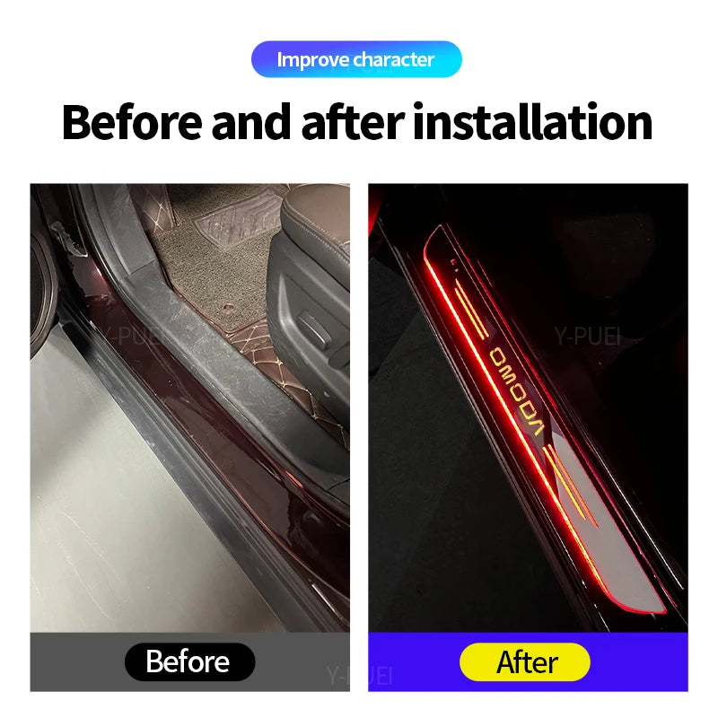 USB Power Moving LED Welcome Pedal Car Scuff Plate Door Sill Light For EBRO S400 EBRO S700 EBRO S800 2025 Car Auto Accessories