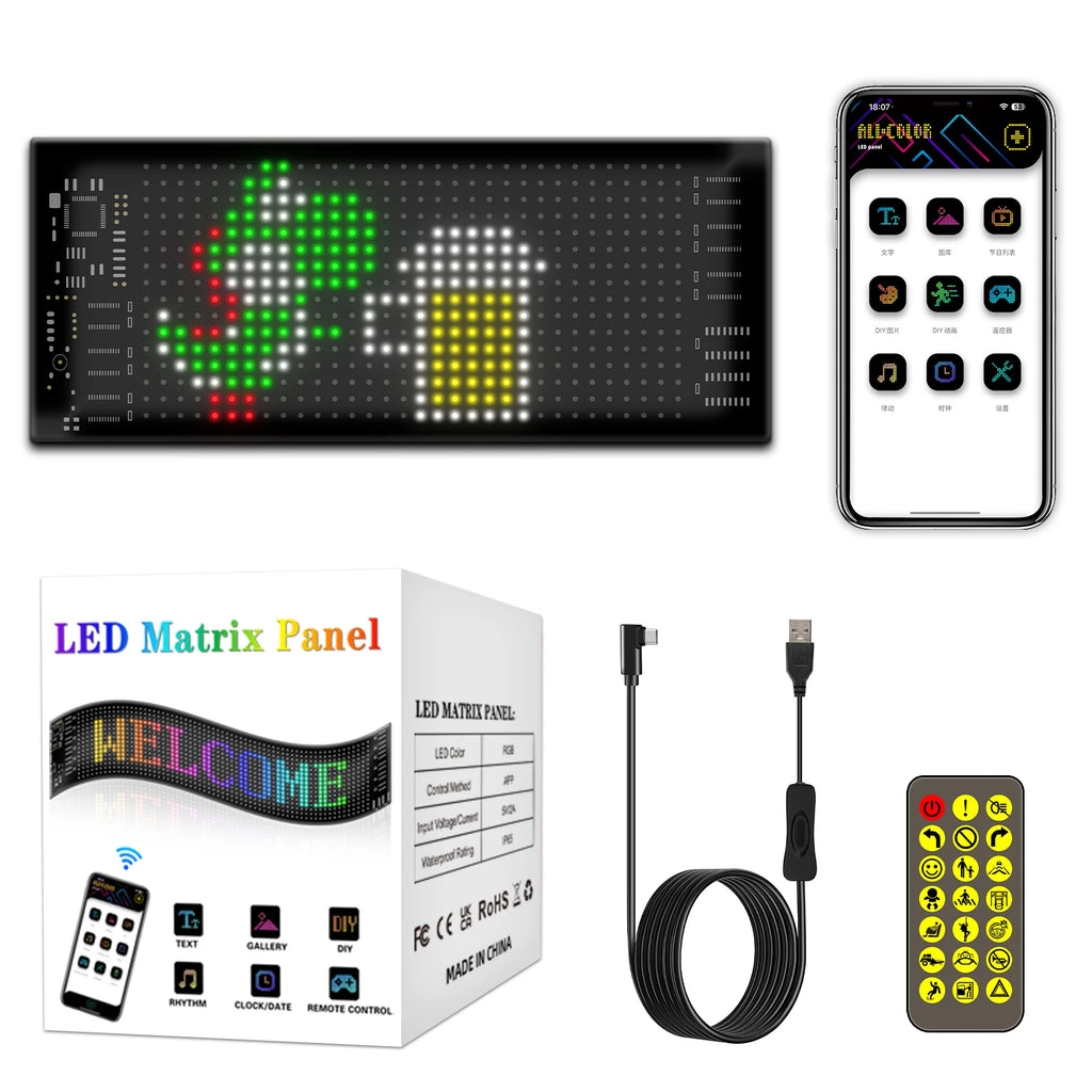 LED Car windshield Truck Eye RGB LED Matrix Pixel Panel Car Graffiti Scrolling Text Animation Light truck lights Bluetooth APP