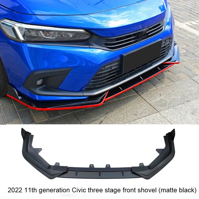 Car Modification Accessories 3pcs Front Shovel Diffuser Splitter Body Kit Spoiler Fit For 22 11th Generation Civic