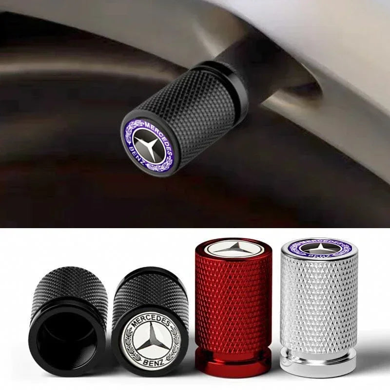4pcs for Mercedes Benz AMG Car Logo Wheel Tire Valve Caps Modification Covers GLA GLC W202 W210 W203 W204 W205 W211 W212 W176