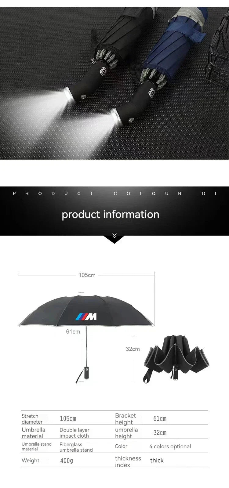 Car Automatic Folding Sun Protection Umbrella Reflective Sunshade For BMW M X1 X3 X4 X5 X6 F10 F15 F25 F30 E36 E39 E46 E87 E90