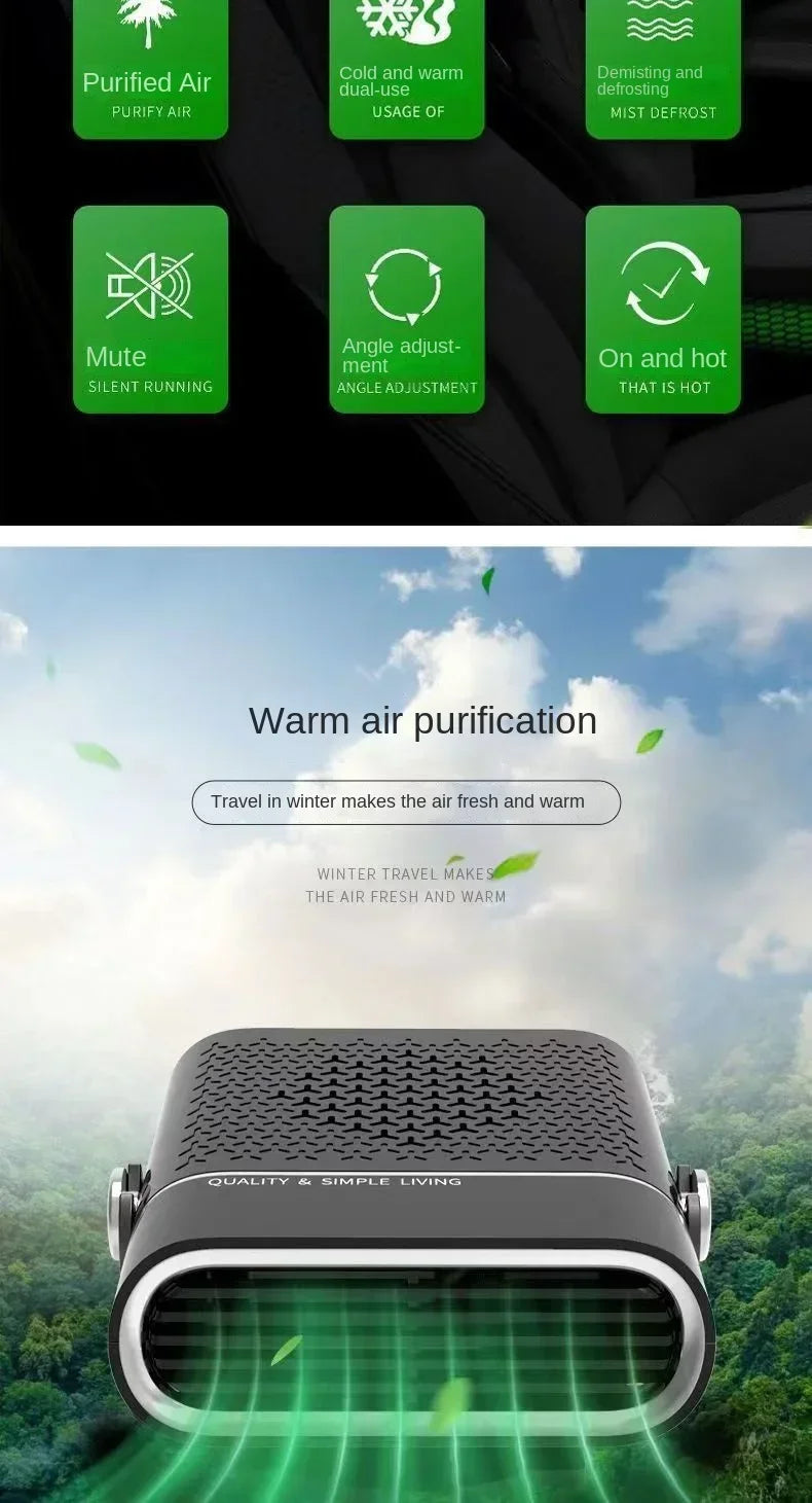 Car Heater Fan 150W 12V/24V Car Heater Electric Cooling Heating Auto Windshield Defroster Defogging Demister Car Anti-Fog Heater