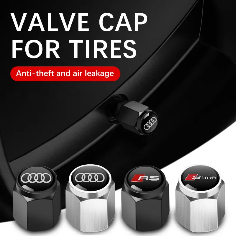 Audi 3D Metal Tire Valve Caps – S Line A1-Q8