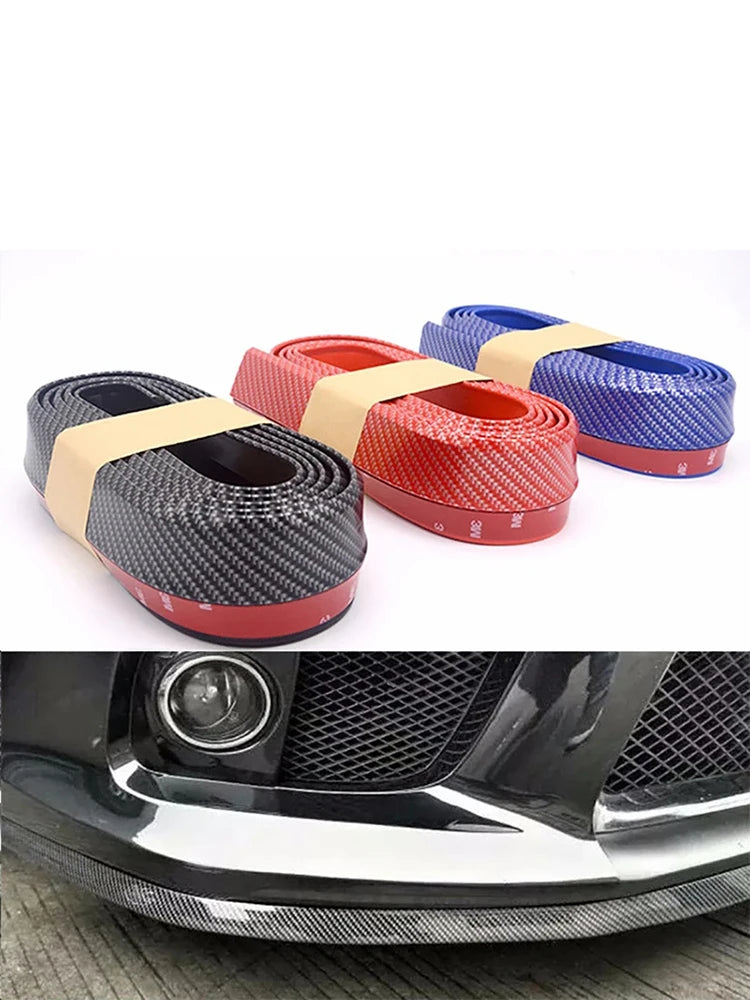 Universal Car Front Bumpers Anti Collision Strips Carbon Fiber Rubber Strip Car Front Bumper Lip for Car Lip Skirt Protector