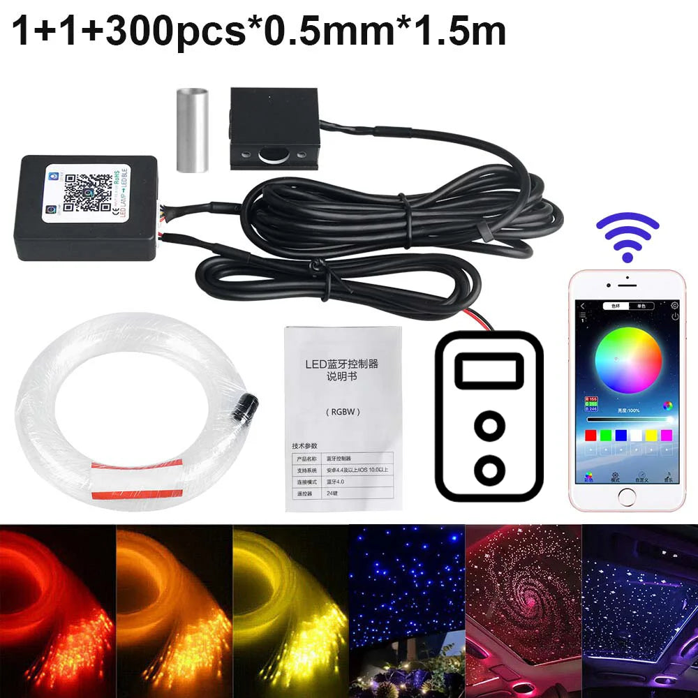 RGBW 1/2/4/6/8 split machine 2400x household car roof starry sky light kit roof fiber optic ceiling