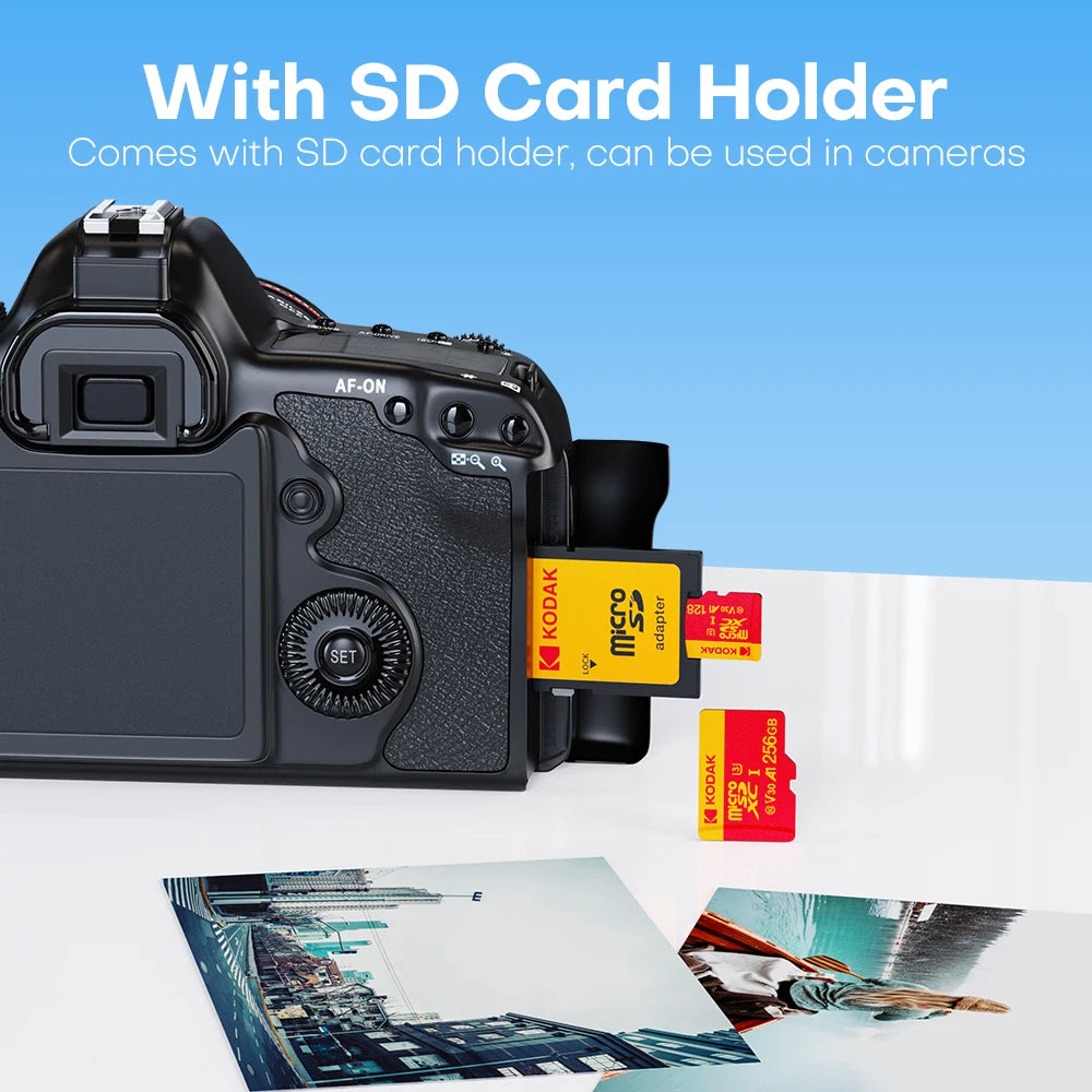 KODAK Micro SD Card U3 V30 128GB 256GB 64GB 4K High Speed TF Card for Phone Camera Drone Original TYPE-C Reader