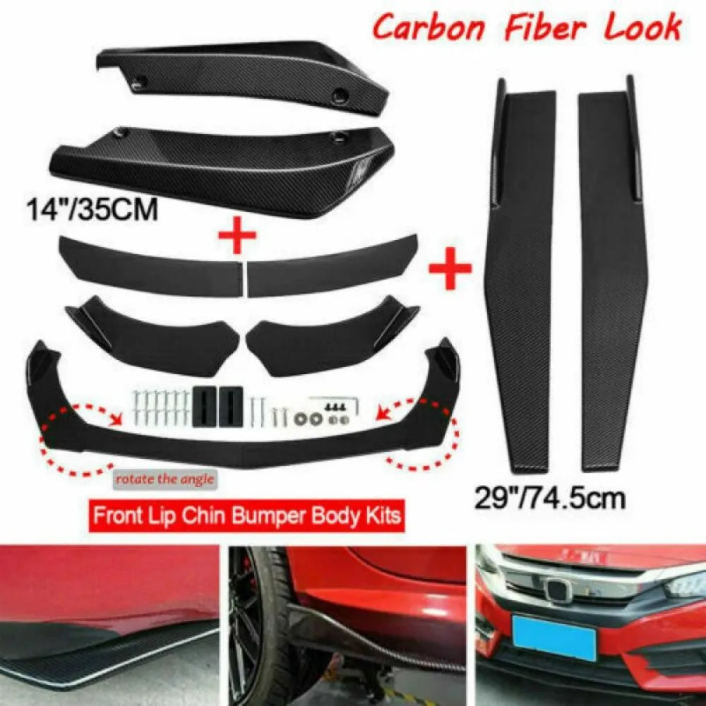 Universal Front Bumper Lip Chin Diffuser Splitter Separator Bumper Lip Winglets Side Skirt Extension Protector Cars Accessories
