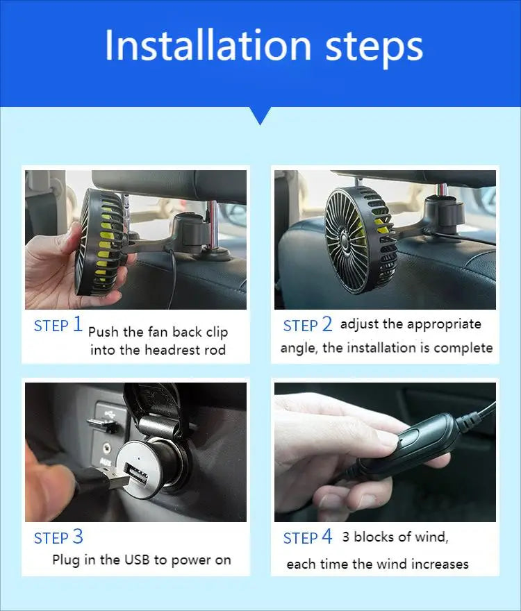 EAFC Mini Car Fan 360 Degree Rotating Cooling Wind Low Noise Summer Car Air Conditioning Cold Fan Ventilation Car Home 5V USB